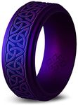 Knot Theory Silicone Ring for Men - Trinity, Claddagh, Celtic Engraving - 8mm Bandwidth Breathable Comfort Fit, Size 12 ~ 12.5, Silicone, No Gemstone