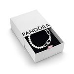 Pandora ME Sterling Silver Link Chain Bracelet With Freshwater Cultured Pearl For Medallion Charms, Size 20, With Gift Box