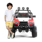 Norman Jr Rechargeable Battery Operated Jeep for Kids, Ride on Toy Kids Car with Music & Light | Baby Big Battery Car | Electric Jeep Car for Kids to Drive 3 to 8 Years Boys Girls (Flamable Red)