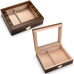 Cigar Humidor Cedar Wood Storage Desktop Box with Hygrometer & Humidifier Hold up 15-25 Cigars(Brown)