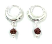 Dhruvs Collection Exclusively designed 925 Silver Hoop Earrings/Bali (With Single Rudraksh) for Boys, Girls & Women's (12 mm)