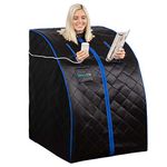 SereneLife Portable Sauna for Home - Infrared Sauna Personal Spa - 3 Heating Plates, Folding Sauna Chair, Heated Foot Pad, Remote Control, 27.6"x31.5"x37.8" (Black)