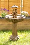 Garden Mile® Solar Powered Bird Bath Table Water Feature Fountain for Garden | Freestanding 2 Tier Cascade Patio Lawn Centrepiece Garden Water Fountain Outdoor Fountain (Singing in The Rain)