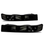 DNA MOTORING BL-CEGS03-SM-CL1 Pair of OE Style Front Bumper Parking/Turn Signal Lights Compatible with 03-14 Chevy Express1500 03-23 Express 2500 3500, Smoked/Clear