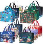 Mr. Pen- Reusable Christmas Gift Bags, 12 pcs, 12 Styles, Xmas Gift Bags Christmas Tote Bags with Handles, Reusable Christmas Bags for Gifts, Holiday Gift Bags, Christmas Reusable Bags Christmas Totes