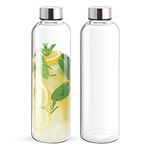 TREO by Milton Clarion Borosilicate Glass Water Bottle, Set of 2, 760 ml Each, Transparent | Shakes | Smoothies | Water Bottle | Milk Bottle | Juice | Cocktail Bottle | Fusion Water | Chaas Bottle