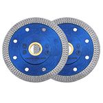 GoYonder 4.5 Inch Super Thin Diamond Saw Blade for Cutting Porcelain Tiles,Granite Marble Ceramics (4"-Blue 2PCS)