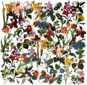 Vintage Flowers Plants Stickers - Doraking 40PCS Peel-Off DIY Decoration PET Paper Flowers and Plants Scrapbook Stickers for Scrapbook (Flower Collection)