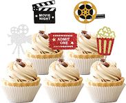 Confetti! 30 Glitter Movie Cupcake Toppers with Hollywood, Bollywood, Kollywood, Tollywood themes - Perfect for Birthday Parties & Movie Nights!