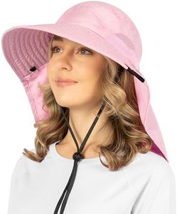 SUN CUBE Wide Brim Sun Hat with Neck Flap, Fishing Hiking for Women Safari, Neck Cover for Outdoor Sun Protection UPF50+ | Pink