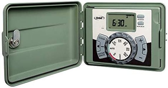 Orbit 57896 6-Station Outdoor Swing Panel Sprinkler System Timer, Green