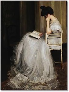 uoyien Vintage French Canvas Wall Art Famous Artwork Woman Reading Portrait Oil Painting Dark Academia Aesthetic Print 19th Century Antique Poster Retro Gallery Home Decor For Bedroom 12x16in Unframed