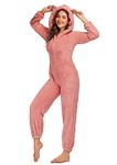 SPSHODOW Adult Onesie Pajamas for Women - Plush Onesie Pyjamas Zip Up Warm Fluffy Pajamas Long Sleeve One Piece Hooded Sleepwear