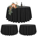 Teruntrue 2 Packs Black Round Tablecloth 178cm Diameter, Round Table Cover for Ø75-105cm Tables, Polyester Waterproof Washable Round Table Cloth for Wedding Party Buffet Camping Restaurant (70 inch)