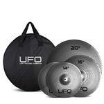 UFO Low Volume Cymbal Pack | 14/16/20" Quite Practice Cymbals | FREE Cymbal Bag included