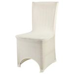 Trimming Shop Spandex Ivory Chair Cover Stretch Fabric Removable Washable Protective Slipcovers For Weddings Banquets Ceremony Hotel Dining Parties Decor, 100pcs