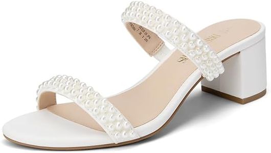 DREAM PAIRS Women's Two Strap Open Toe Low Block Chunky Heels Sandals Dress Pumps Shoes,Size 7.5,White-Pearl,DHS213