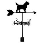 Weather Vane with Dog shape Silhouette Ornament Roof Mount for Garden Fence Shed Outdoor Farm Scene Yard Patio Decorations Wind Direction Indicator, Cairn Terrier