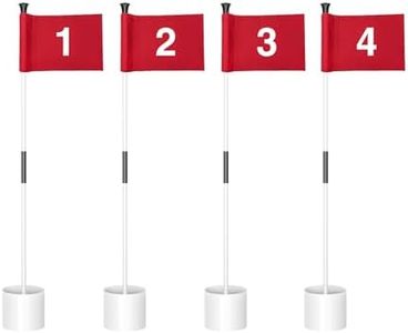 KINGTOP Miniature Golf Flagstick, Practice Putting Green Flags for Yard, Golf Pin Flag Hole Cup Set, 3ft White Flagpole, Indoor | Outdoor, Red Flag Numbered #1 2 3 4, 4-Pack