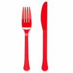 Amscan 9915411-203 - Fiesta Red Eco-Friendly Re-usable Dishwasher Safe Mixed Cutlery - 24 Pack