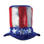 Beistle Plush Fabric Novelty Glitz 'N Gleam Uncle Sam Top Hat For USA Patriotic Theme Costume Accessory