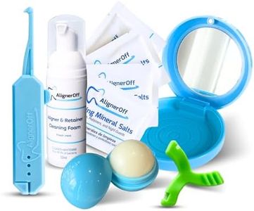 AlignerOff Dental Kits – 6-Piece Oral Care Set with Aligner Removal Tool, Retainer Case with Mirror, Whitening Foam, Cleaning Mineral Salts, Bite Gummies & Vegan Lip Balm – Ideal for Gifting