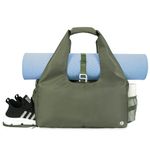 Gym Bag Women Yoga Bag with Shoe Compartment and Wet Pocket Travel Duffle Tote Yoga Mat Bag Large with Adjustable Mat Strap, Army Green