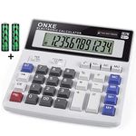 Calculator, ONXE Standard Function Electronics Desktop Calculators, Solar and Battery Dual Power, Big Button 12 Digit Large LCD Display, Handheld for Daily and Basic Office