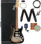 Fender Player Plus Stratocaster HSS, Pau Ferro Fingerboard Bundle with Hard Case, Stand, Cable, Tuner, Strap, Strings, Picks, Capo, and Austin Bazaar Instructional DVD - Silverburst