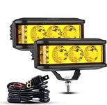 Auxbeam 5 Inch Side Shooter LED Light Bar, 60W Amber Fog Lights LED Pod Lights Yellow Offroad Driving Lights for Jeep Wrangler Ford Motorcycle Truck ATV UTV SUV