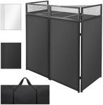 STRICH DJ Booth Table Station, DJ Facade Booth with Black & White Lighting Scrims, 44”X 20” DJ Table, Carrying Bag, Foldable Metal Frame DJ Booth Panel for Show, Clubs, Party, Bars