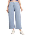 Alan Jones Clothing Solid Women's Relaxed Fit Wide Legs Track Pant (Powder Blue_M)