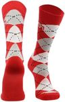 TCK Ohio State Buckeyes Argyle Dress Socks NCAA Fanwear Crew Length (Large)