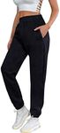 heekpek Womens Casual Oversized Jogging Sports Joggers Trousers with Pockets Tracksuit Bottoms Jogger Pants Ladies, Black, Size M