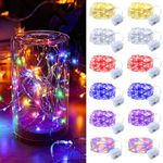 12pack LED Fairy Lights - 6 Colors, Battery Operated Mini String Lights, 7FT 20LED Silver Wire Fairy Lights Mini Firefly Starry String Lights Waterproof Twinkle Lights for Wedding Christmas Decor