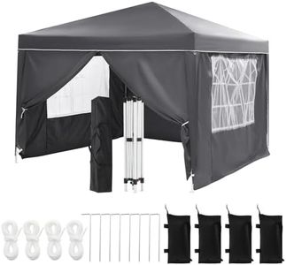 10X10 Ft Instant Pop-Up Canopy Tent with 4 Sidewalls, Waterproof Portable Gazebo Shelter for Outdoor Camping, Beach, Backyard Parties & Events, Grey