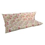 IRA Furniture Cotton Decorative Fabric Pink Flower Printed 2 Seater Bench Cushion Back and Seat Pads/Chair Cushion/Back Support/Seat Cushion with Ties and Handmade Quilting (100 x 90 Cm)