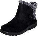 Cushion Walk Womens Ladies Lightweight Fur Lined Girls Warm Casual Comfort Winter Ankle Boots UK Sizes 3-8 (UK 5, Black)