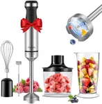 Immersion Blender 5 in 1 Handheld Blender 1500W, 20 Speed Mode&Turbo Boost, Heavy Duty Motor Electric Hand Blender with Chopper, Whisk, Frother, Beaker, for Baby Food, Sauce, Soup, Aquox