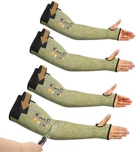 Schwer 2 Pairs 18 inch Arm Protection Sleeves, ANSI A5 Cut Resistant Sleeves with Thumbhole, Flame Resistant Sleeves for Work, Kitchen, Gardening