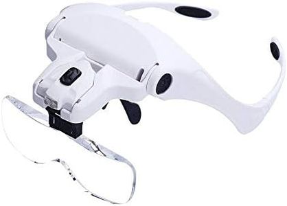 Head Mount Magnifier, Bysameyee Lighted Magnifying Headband Glass Loupe Visor with 2 LED Light for Close Work, Jewelry Work, Watch Repair, Arts & Crafts, Reading Aid