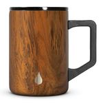 Elemental Summit Insulated Coffee Mug - Triple-Wall Stainless Steel Travel Cup for Hot and Cold Drinks - Thermal Coffee Mug with Lid and Handle for Camping, Office, and Travel 16oz - Teakwood
