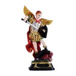 Newven St.Michael Archangel Showpiece | Angel Miguel Catholic Christian Statue | Figurine Home Decor Housewarming | Archangel Defeated Lucifer Tramples Demon Idol, Muliticolour, 21X12 X7CM