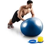 Wolblix Anti-Slip Balance Stability Ball Exercise Gym Ball with Pump (Multicolour) (65 CM)