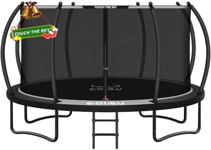 GOIMU Trampoline 12FT 14FT Recreational Trampoline with Enclosure for Kids Adults, Outdoor Trampoline with Ladder and AntiRust Coating for Kids