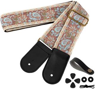 AODSK Guitar Strap Vintage Woven Adjustable,includes 2 Strap Locks, For Bass, Electric & Acoustic Guitars (Coral Canyon)