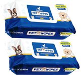 Pet Soft Cat & Dog Wet Wipes - 200 Count (100 Wipes X 2 Pack) Removes Dirt & Leave Caot Shiny & Clean 100% Biodegradable | Anti-Bacterial | Cleansing, Deodorising & Grooming Wipes