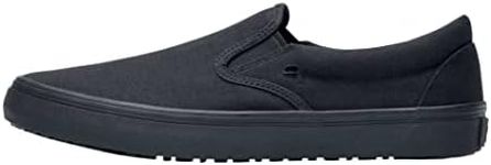 Shoes for Crews Merlin, Slip-On,Men's,Women's,Unisex, Slip Resistant Work Shoes, Black, 15.5 Women/14 Men