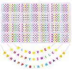 DIYDEC 1400pcs Colorful Letter Beads Kits, A to Z Acrylic Round Spacer Alphabet Beads Heart Star Threading Beads for Bracelets Necklaces DIY Jewelry Making