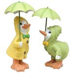 Pojedehy 2Pcs Cute Little Ducks Garden Resin Ornament with Umbrella Garden Resin Ornament Garden Duck Outdoor Decoration